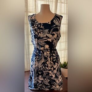 CHICOS Jersey Knit Sleeveless Dress in Blue & White Size XL (Chicos 3)